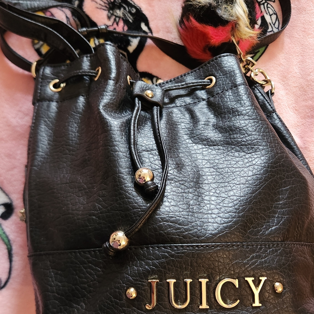Juicy Couture Black Shoulder Bag with Gold Accents
